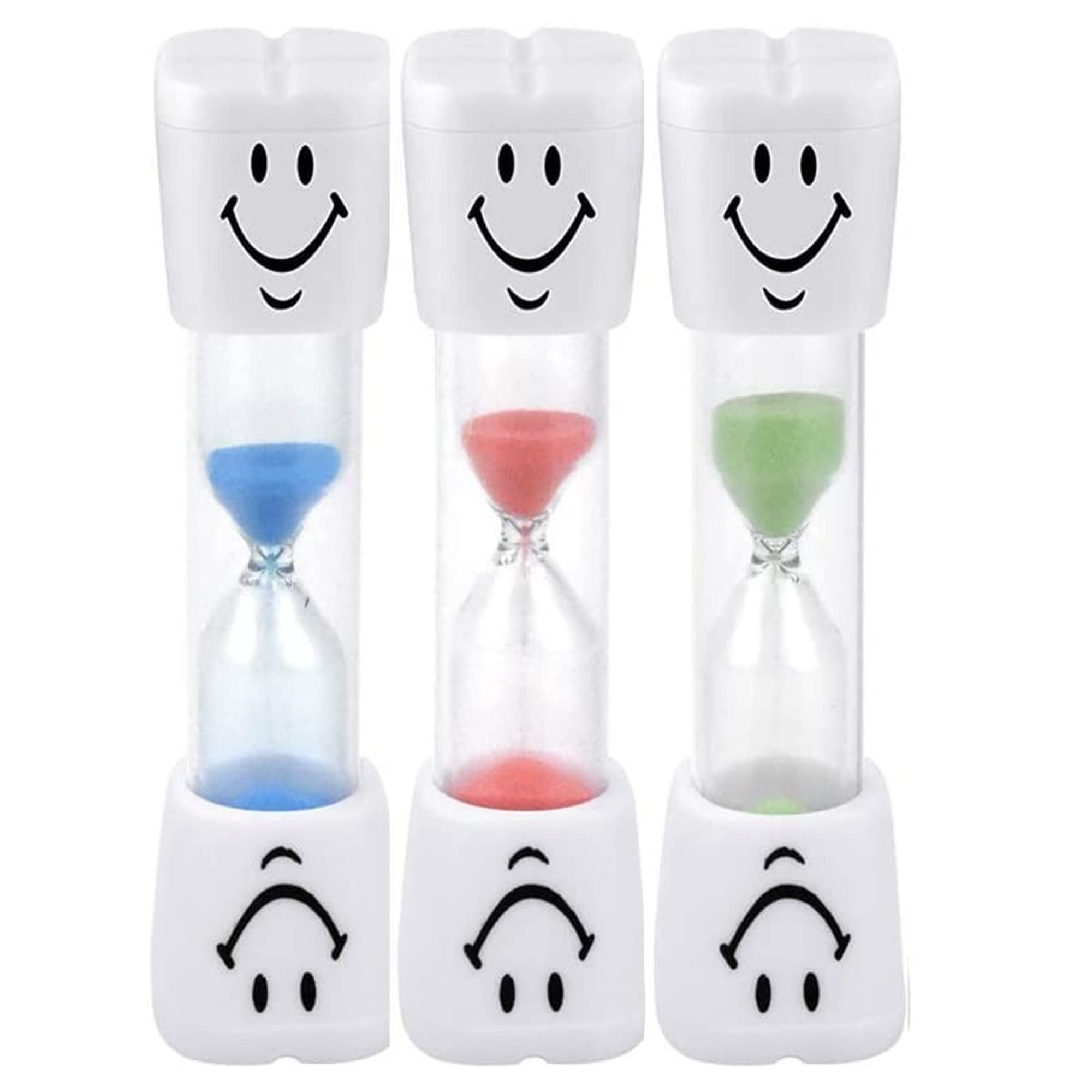 3-Piece Tooth Brushing Sand Timer Set for Kids - 2-Minute Dental Timer in Blue, Green & Red | Fun Oral Hygiene Tool for Healthy Teeth | Perfect for Bathroom, Travel & Montessori Learning