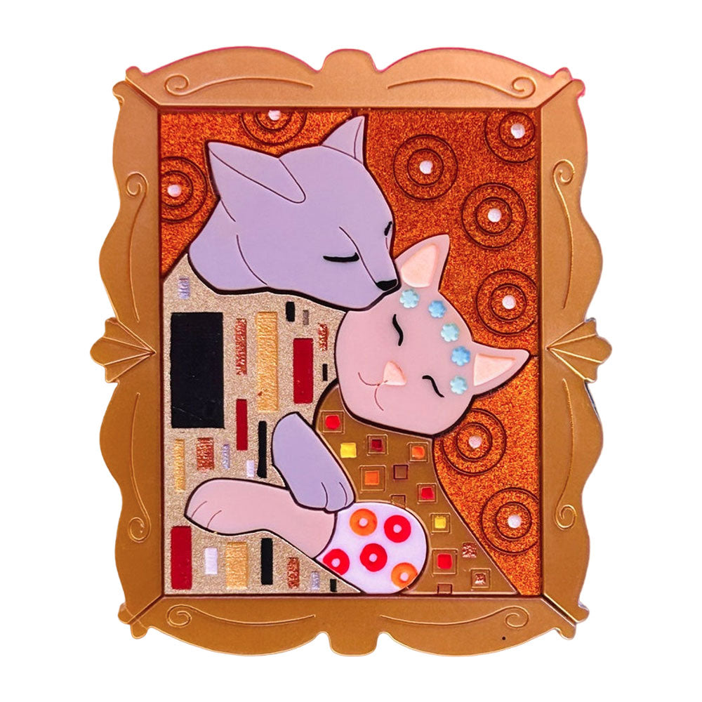 Art Nouveau Style Cat Acrylic Brooch - Handmade Cat Jewelry by Makokot Design - Vintage Inspired Cat Pin for Women, Gift for Cat Lovers - Perfect for Casual Wear, Office Accessories & Cat Themed Parties