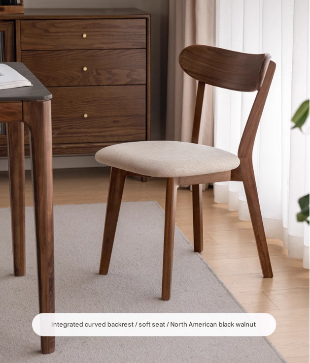 Solid Black Walnut Wood Dining Chairs with Soft Back - Elegant & Comfortable Seating for Home, Restaurant, and Office Use