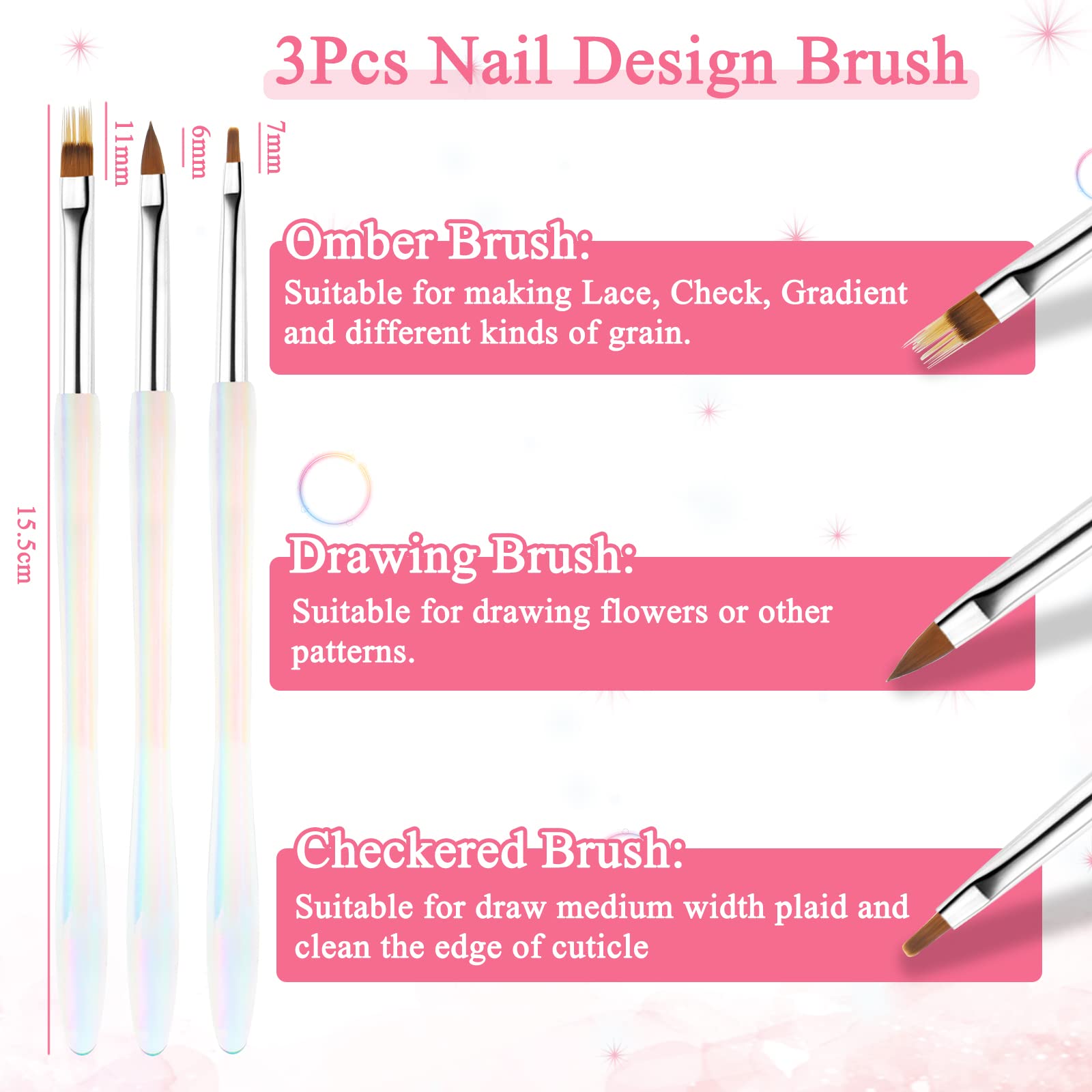 BQAN Professional 8pcs Nail Art Brushes Set - Ombre, Gel, Liner & Builder Brushes for Salon & DIY Manicure at Home | Perfect for Nail Art Design, French Tips & Acrylic Nails