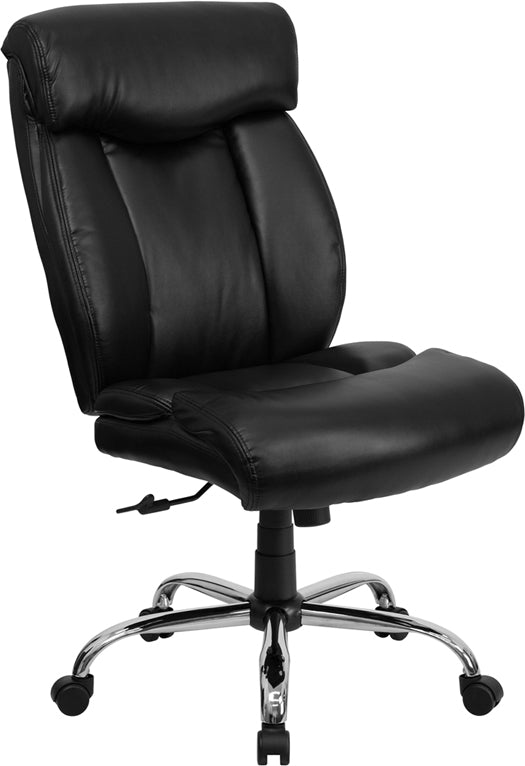 FLASH HERCULES Series Big & Tall 400 lb. Capacity Black Fabric Executive Ergonomic Office Chair with Chrome Base - Perfect for Home Office, Gaming, and Heavy-Duty Workspaces