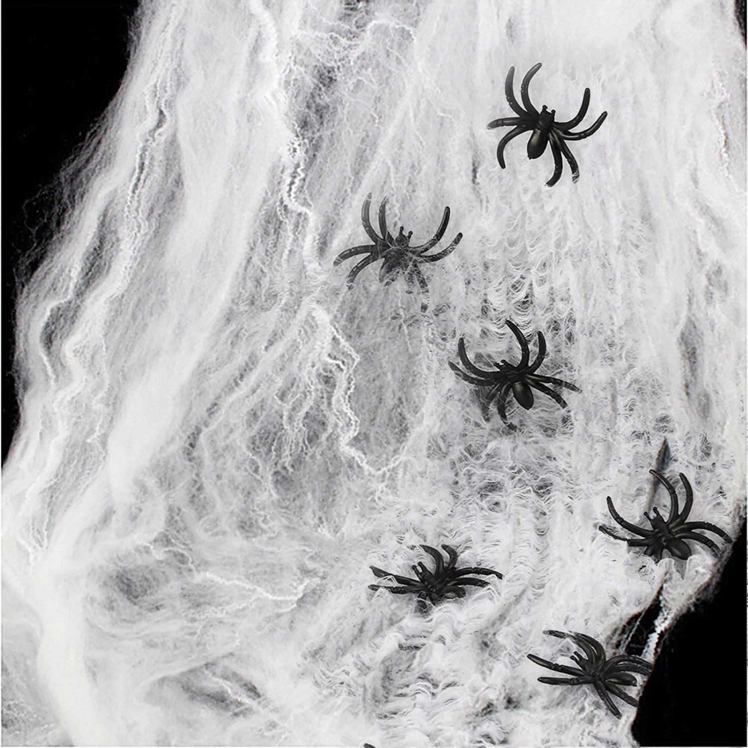 Stretchable Halloween Spider Web Decorations - Scary Indoor Spider Web with 25 Fake Spiders for Halloween Party Decor | Perfect for Haunted House, Porch & Yard Displays