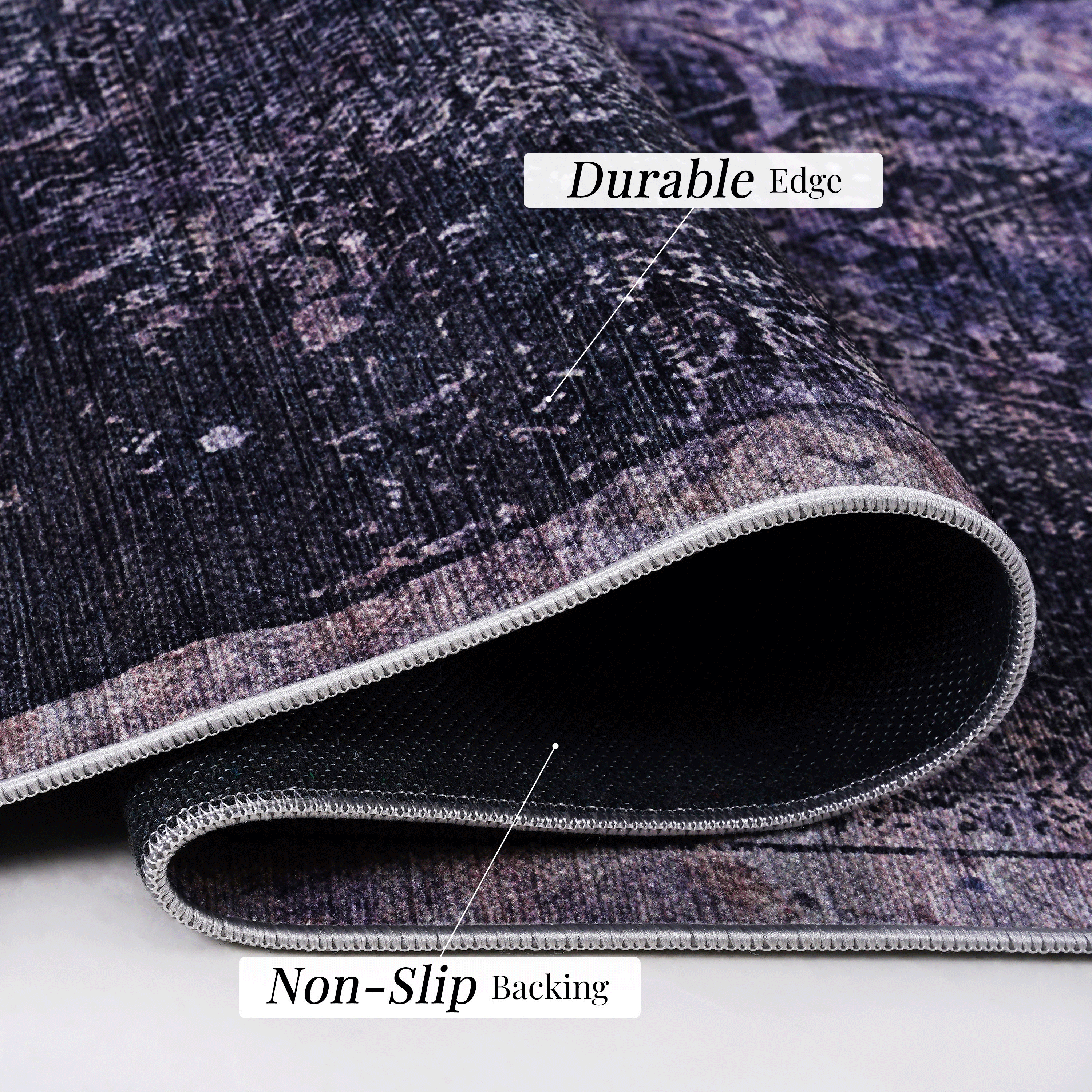 DTY Signature 2.5'x10' Washable Runner Rug - Low Pile Non-Slip Non-Shedding Foldable Area Rug for Living Room, Bedroom, Kitchen & Dining Room - Kid & Pet Friendly Home Decor (Anthracite Grey) - Perfect for High Traffic Areas & Cozy Spaces