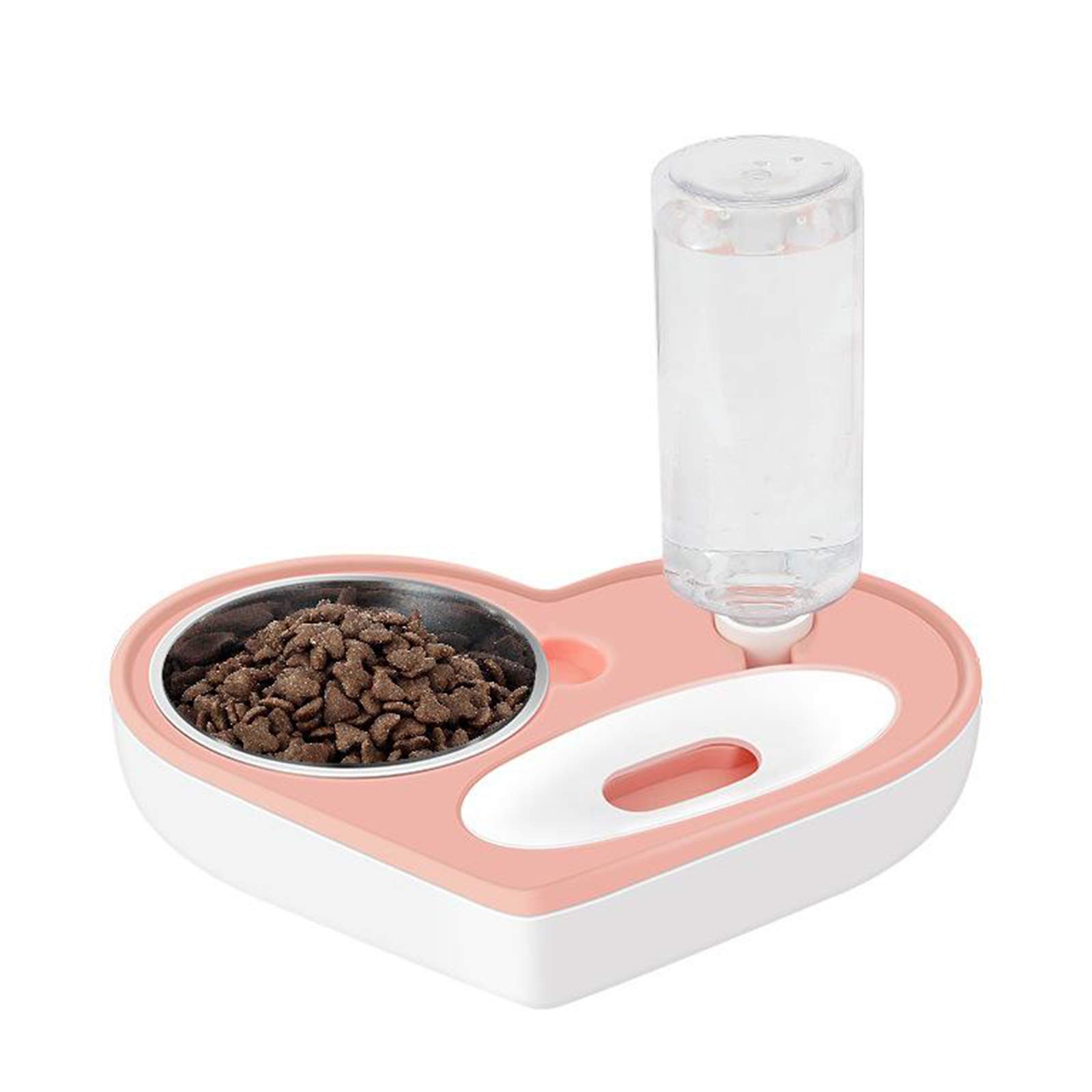 Automatic Pet Cat Dog Food and Water Bowl Set - Self-Feeding Water & Food Dispenser for Cats & Dogs - Pink (Perfect for Home, Office, Travel & Busy Pet Owners)