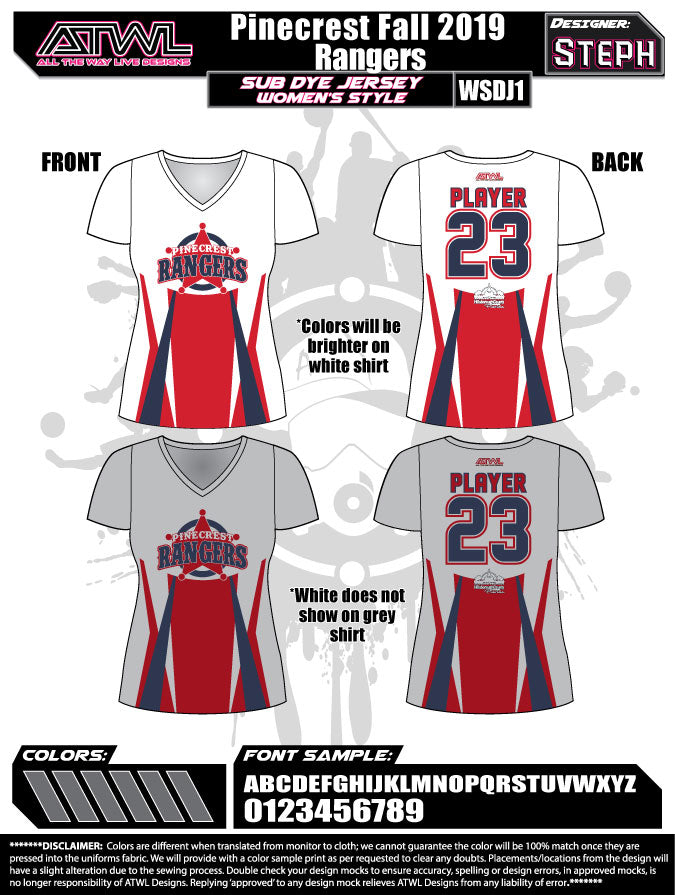 Pinecrest Fall League Women's Sublimated Dye Jersey - Breathable & Stylish Basketball Uniform for Games & Team Sports