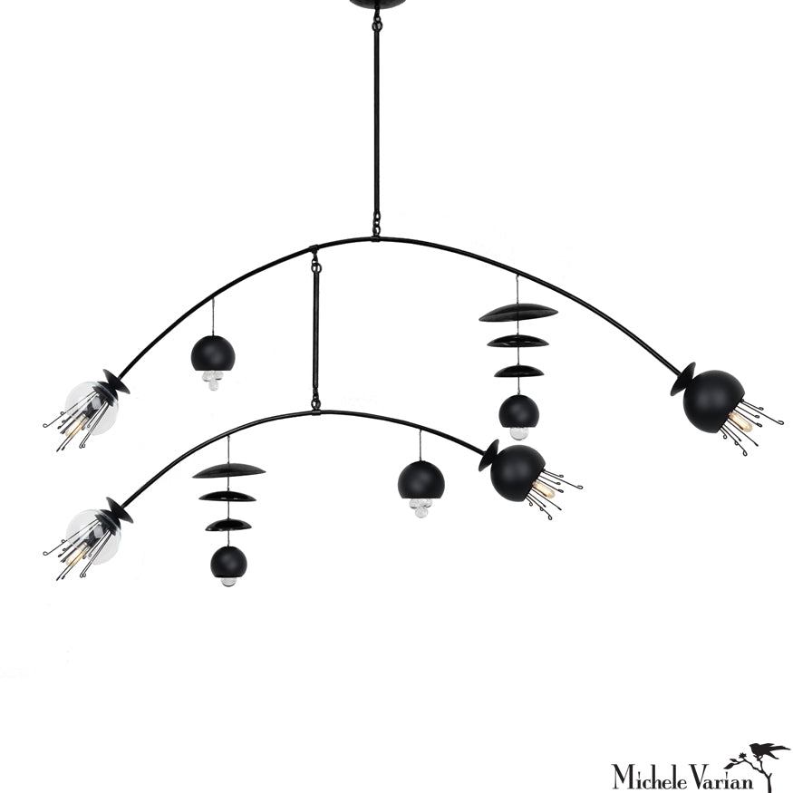The Fleurish Minor Chandelier Black - Elegant Crystal Ceiling Light Fixture for Dining Room, Bedroom & Entryway Decor