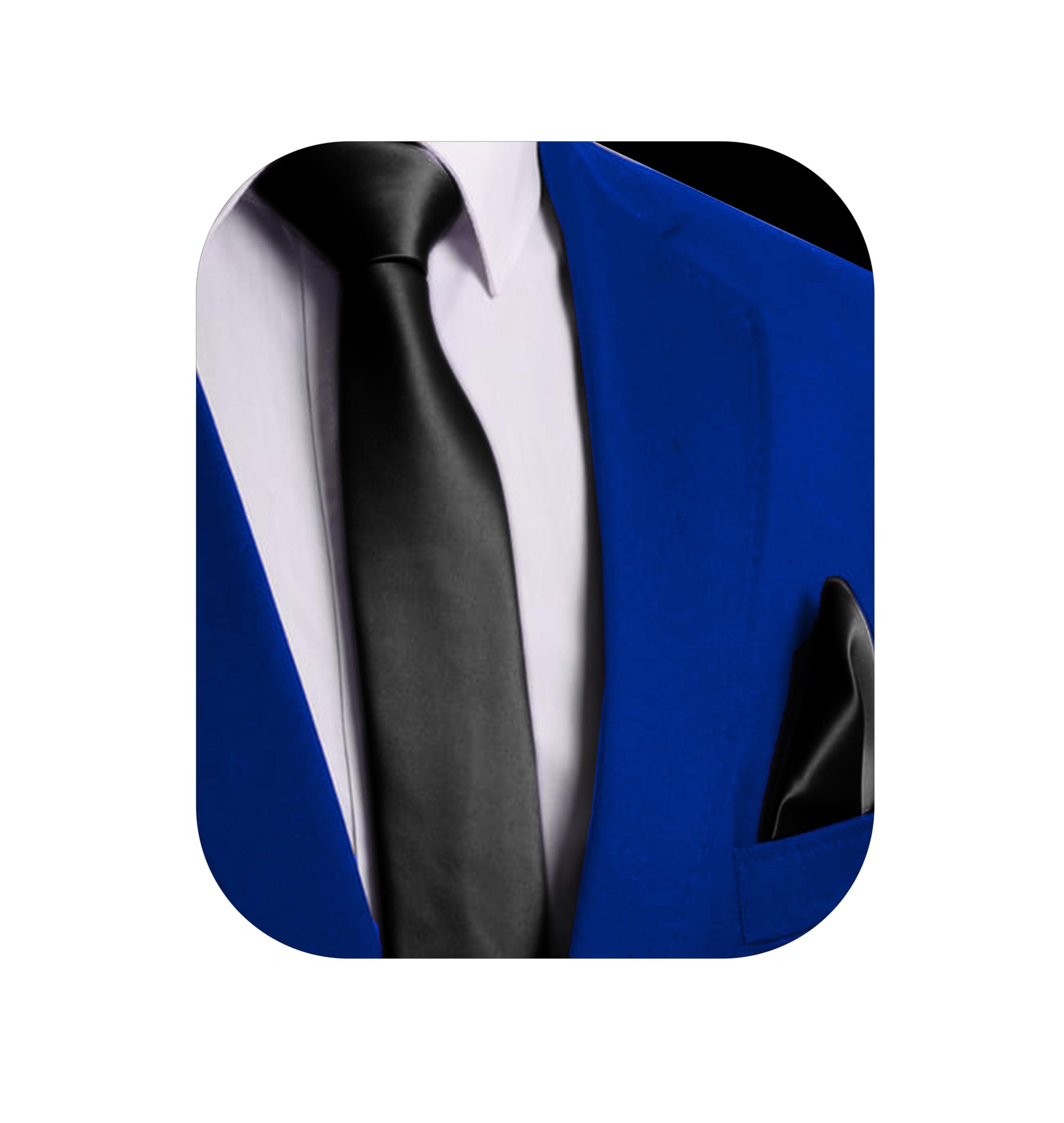 Men's Solid Color Formal Tie & Pocket Square Set - Neckties for Office & Wedding
