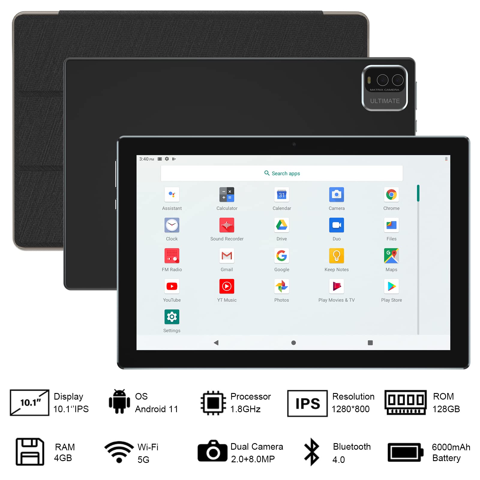 2024 Newest 10 Inch Android 13 Tablet - 12GB RAM 128GB ROM (1TB Expandable) 2-in-1 Laptop with Keyboard, Quad-Core 2.0GHz Processor, HD Screen, 5G WiFi 6, BT 5.0, 8MP Camera - Perfect for Work, Study & Entertainment