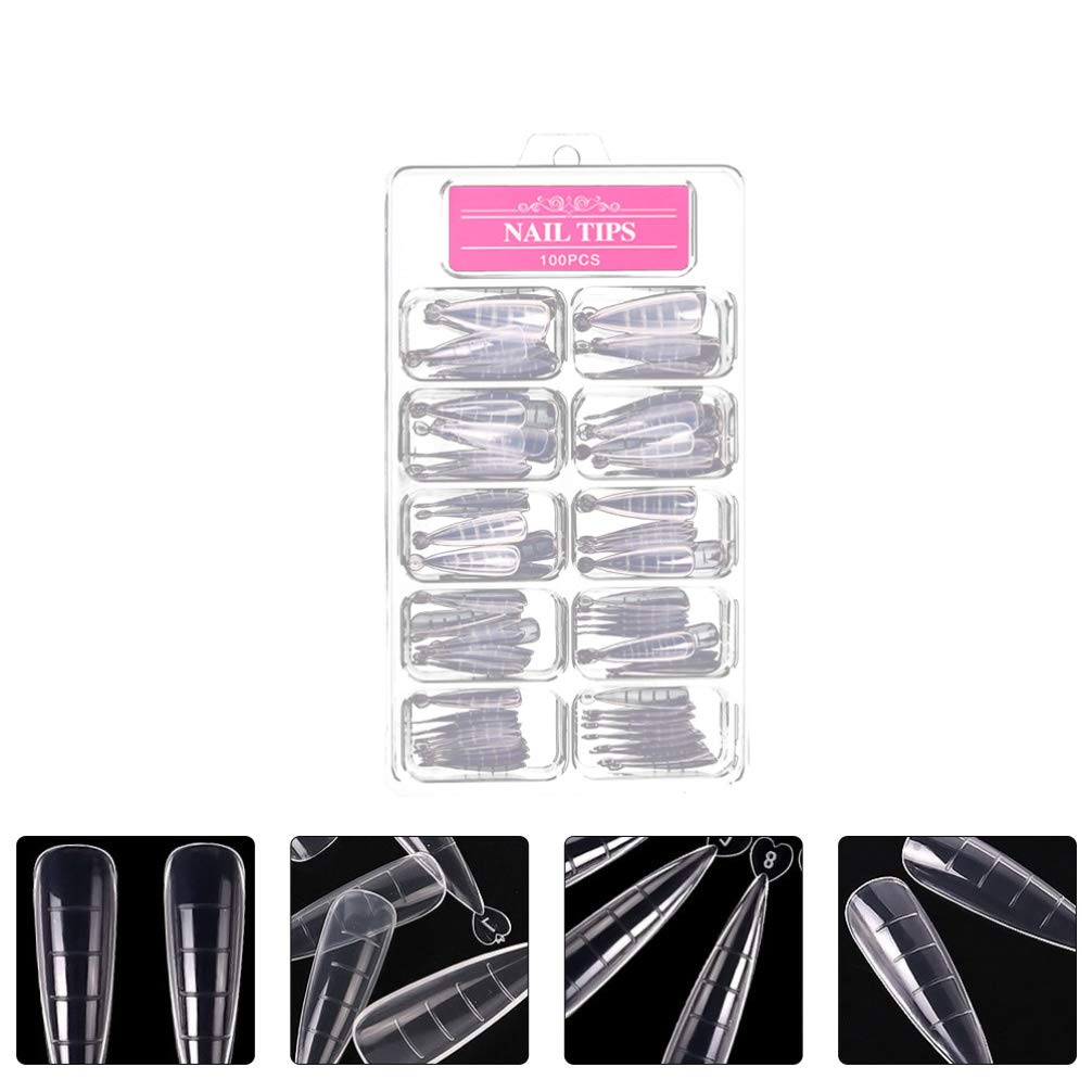 100pcs Crystal Nail Tips - Acrylic Fake Nails for Manicure & Nail Art | DIY Nail Extension Kit with Nail Beauty Plate | Perfect for Salon, Home Use & Party Glam