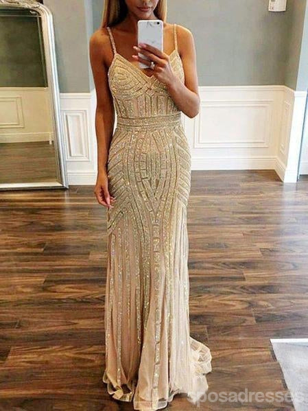 Elegant Beaded Mermaid Rhinestone Long Evening Prom Dresses for Women - Custom Party Gowns for Prom, Homecoming & Special Occasions | Style 18638