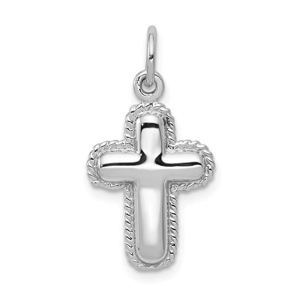 14K White Gold Polished Cross Charm Pendant - Elegant 14KT White Gold Jewelry for Women - Perfect for Gifts, Weddings, and Everyday Wear