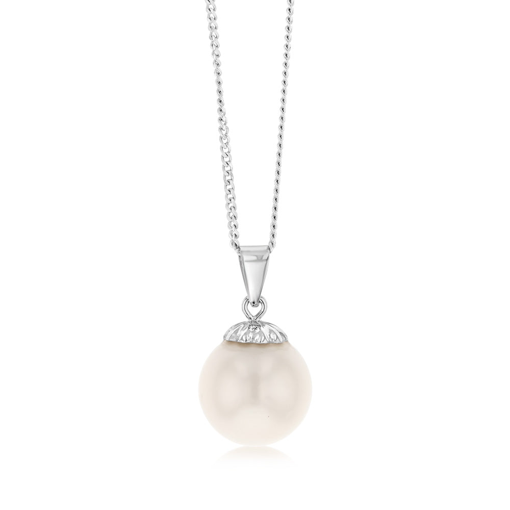 9-11mm White South Sea Pearl Pendant in 14K White Gold - Elegant Necklace for Weddings, Anniversaries & Special Occasions
