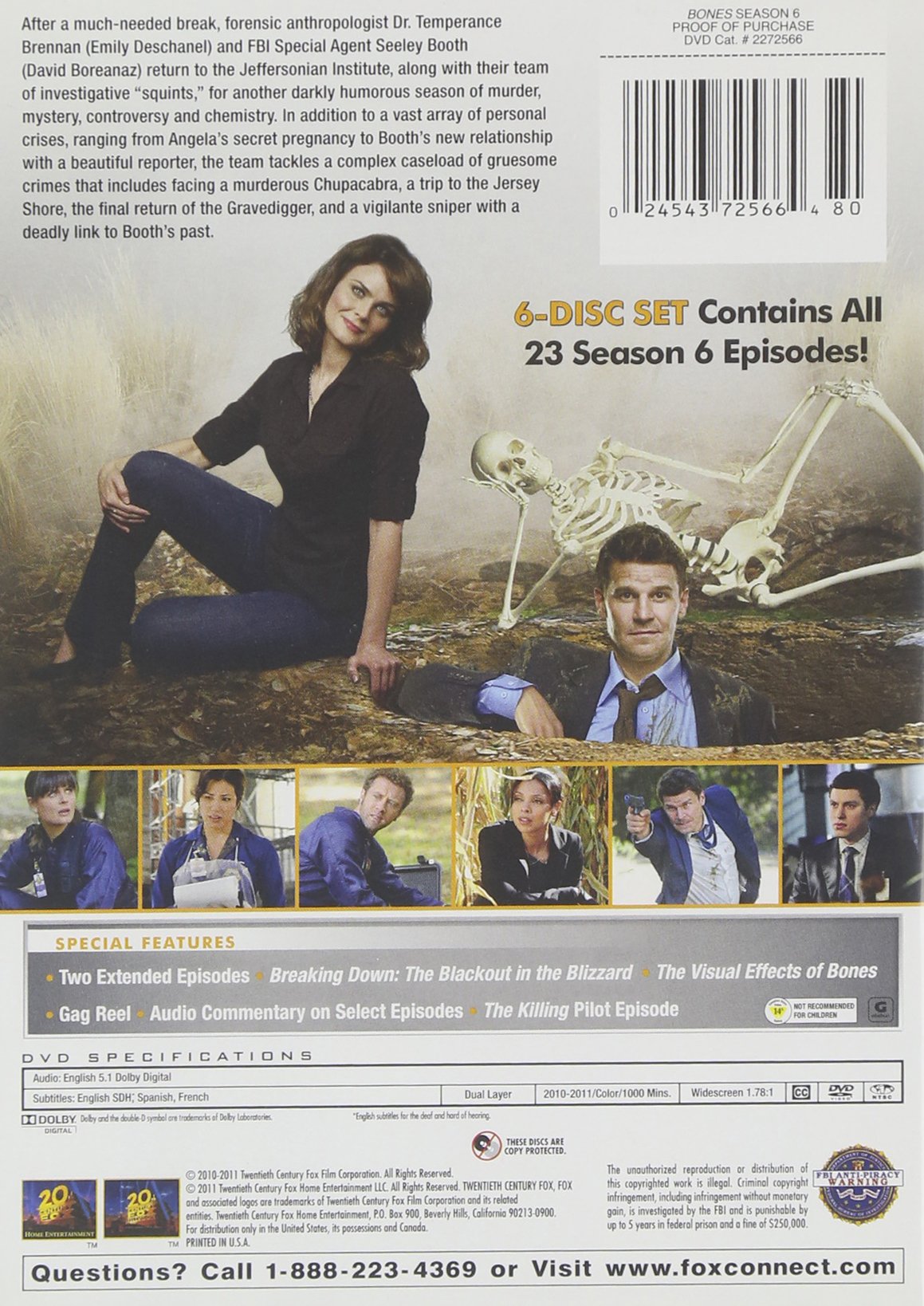 Bones Season 6 DVD Box Set - Complete Episodes | Crime Drama TV Series | Perfect for Home Entertainment & Gifts