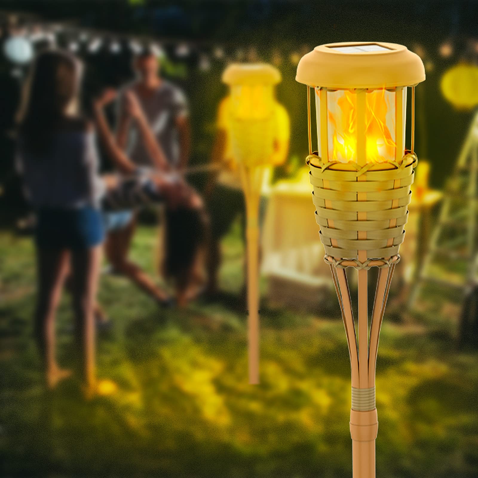 4-Pack Solar Torch Lights Outdoor Waterproof - Flickering Flame Solar Garden Lights for Patio, Yard, Pathway & Landscape Decoration