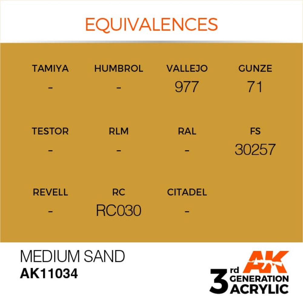 AK Interactive AK11034 Medium Sand Acrylic Paint - 17ml Bottle (3rd Gen) for Scale Models, Miniatures & Dioramas - Weathering & Detailing Paint for Hobbyists