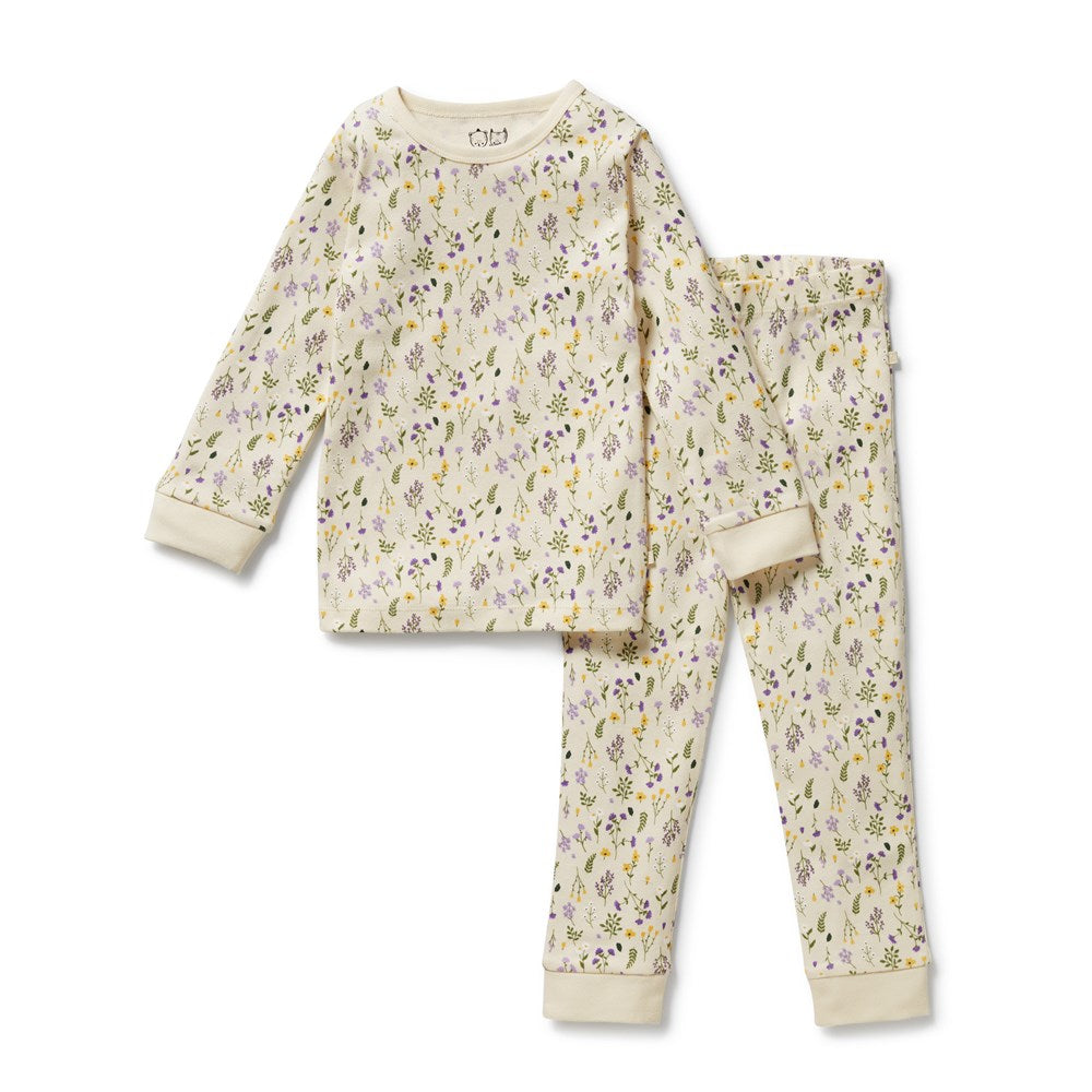 Bella Floral Organic Cotton Long Sleeve Pajama Set for Women - Soft & Comfortable Sleepwear for Nighttime & Lounge Wear