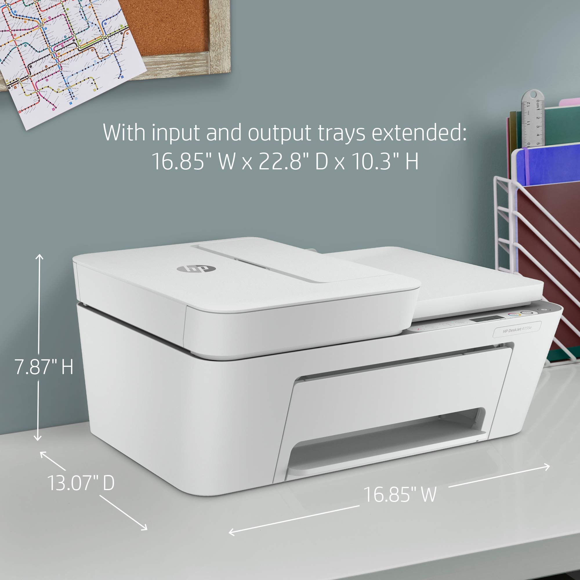 HP DeskJet 4155e Wireless Color Inkjet Printer - Print, Scan, Copy | Easy Setup & Mobile Printing | Ideal for Home & Small Office | Includes 3 Months Instant Ink | White | Perfect for Remote Work & Student Projects