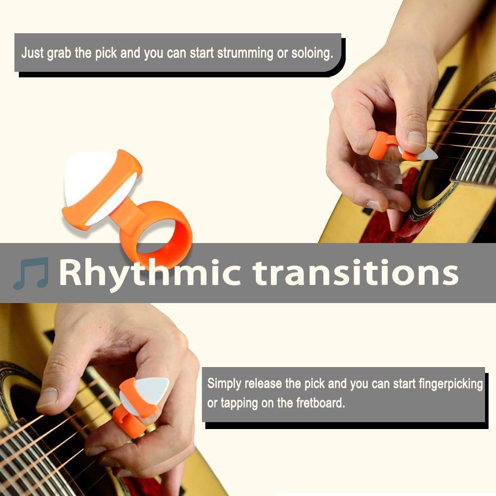 Premium Ergonomic Guitar Pick Grips - Durable Silicone Picks for All Playing Styles (Rock, Jazz, Blues) - Perfect for Electric & Acoustic Guitar Practice & Live Performances