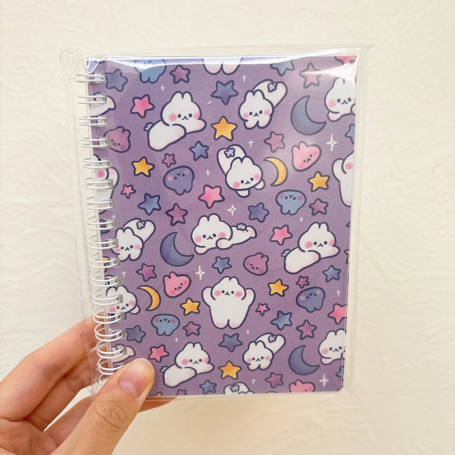 Reusable Sticker Book for Kids - A6 Size with Purple Moon and Stars Bunny Design | Perfect for Travel, Scrapbooking & Creative Play