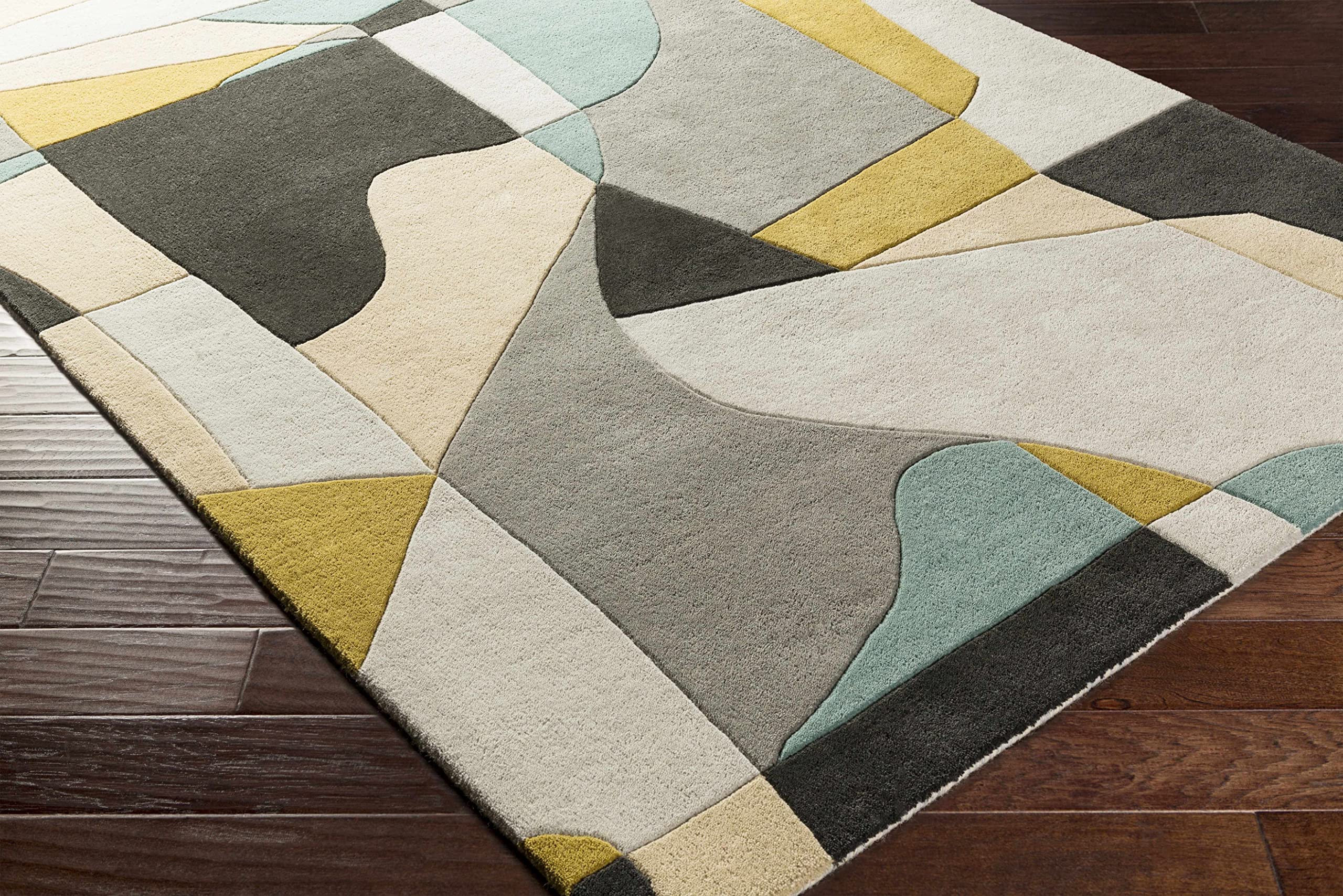 Hauteloom Sneedville Wool Area Rug 6' x 9' - Soft Modern Living Room & Bedroom Carpet - Black, Beige, Gray - Perfect for Cozy Home Decor & Floor Protection