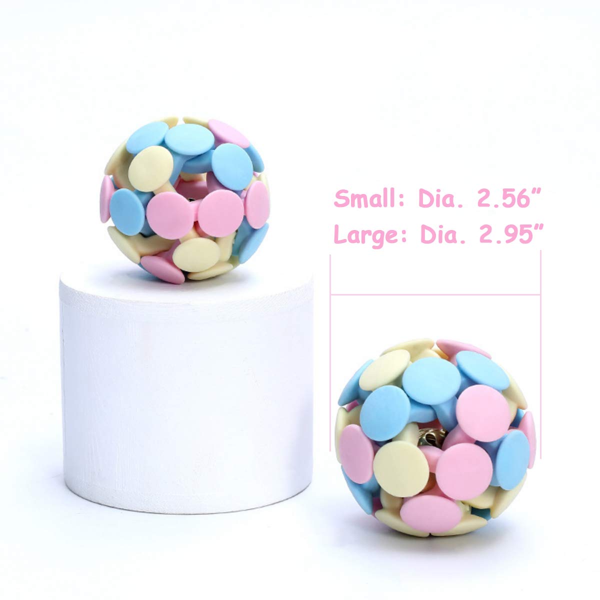Durable Rubber Cat & Dog Chew Toy - 2Pcs Bouncy Ball with Sounding Bell for Teeth Cleaning, Squeaky Pet Play | Great for Indoor Playtime & Dental Health
