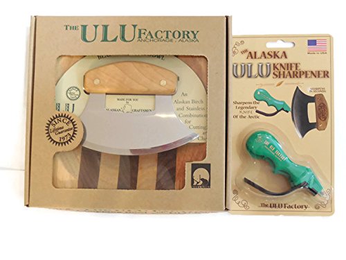Premium Alaska Ulu Knife & Chopping Bowl Set with Sharpener - Traditional Mezzaluna Chopper, Bolo Rolling Knife & Salad Tool for Kitchen, Camping & Outdoor Cooking