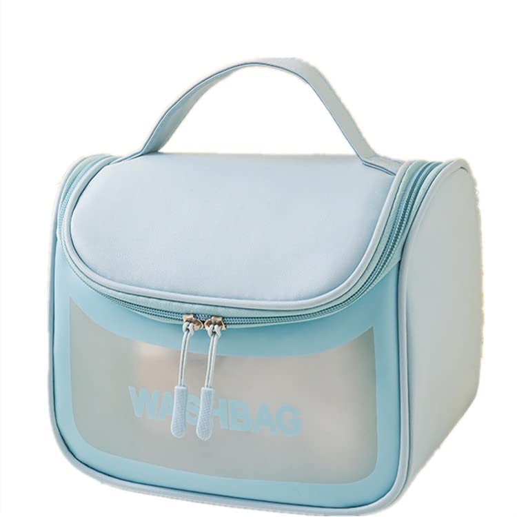 ND SALES Waterproof Cosmetic Organizer Bag for Women - Travel Makeup Pouch with Zipper for Cosmetics, Brushes & Toiletry Accessories | Portable Carry Case for Home, Gym & Vacation (Blue)