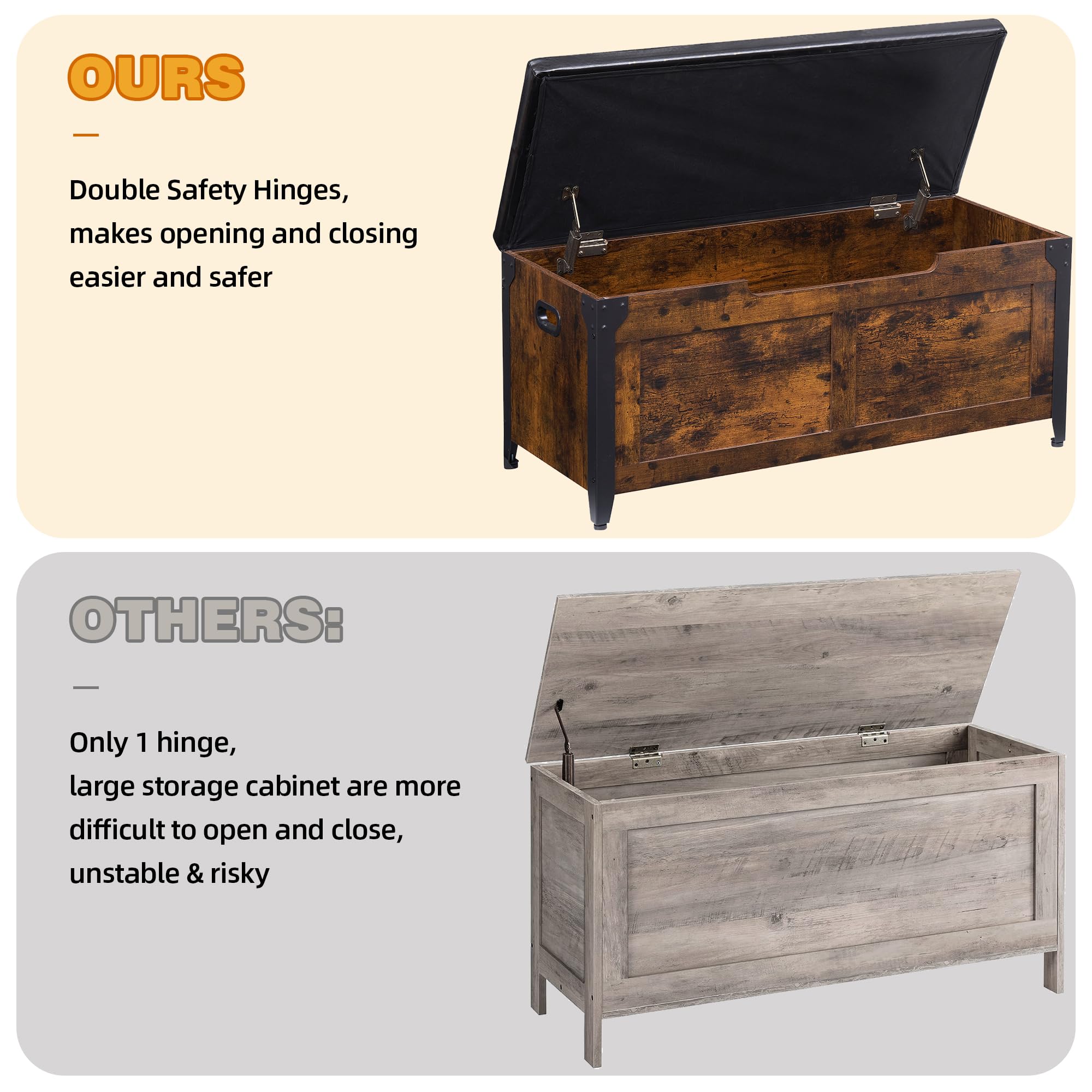 GAOMON Wooden Storage Trunk with Metal Frame - 39.4