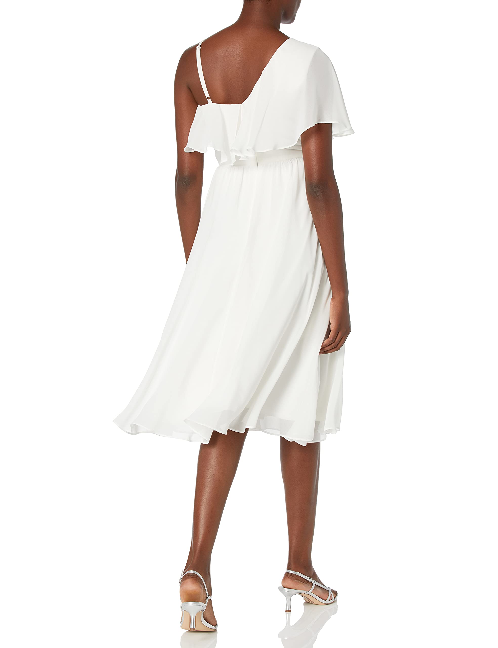 Dress the Population Women's Beth Ruffle Sleeve Plunging Midi Sheath Dress - Elegant Party & Cocktail Attire for Weddings, Date Nights & Special Occasions