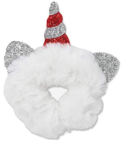 Sparkly Candy Cane Unicorn Hair Scrunchies for Women - Glitter Christmas Hair Accessories for Parties, Gifts & Holiday Outfits