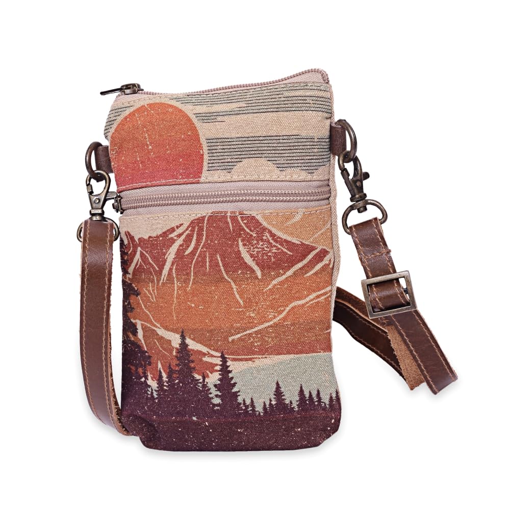 National Park Themed Wristlet Wallets for Women - Stylish Crossbody Sling Bags & Cell Phone Purse with Book Bag Design | Perfect for Travel, Hiking & Outdoor Adventures