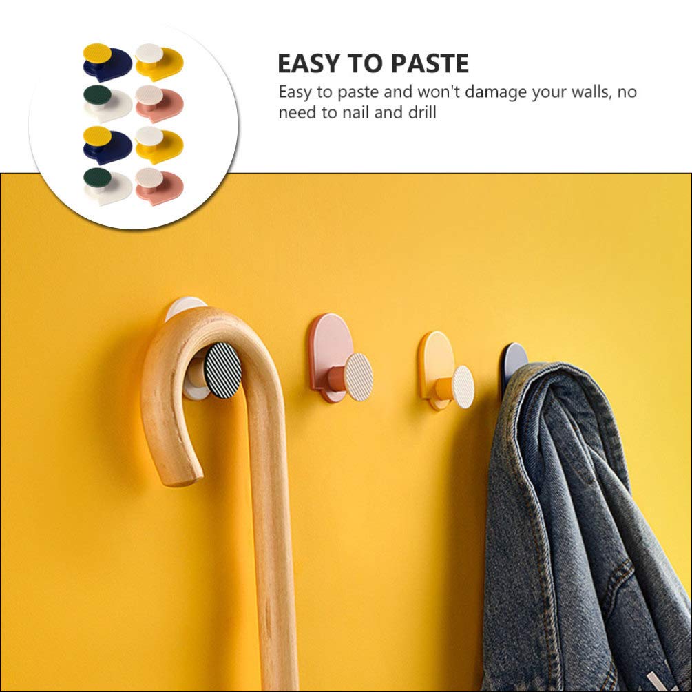8-Pack Adhesive Wall Hooks - Heavy Duty Sticky Hooks for Bathroom, Kitchen, Bedroom - No Drill Damage-Free Hanging Solution for Coats, Towels, Robes & Home Decor