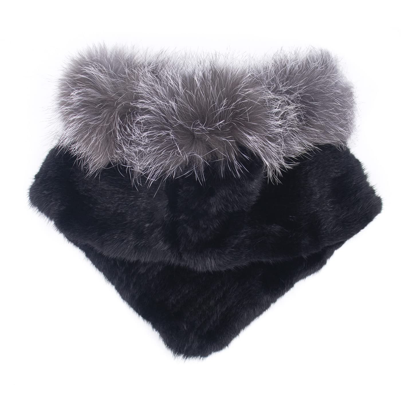 Surell Real Mink Fur Collar with Fox Trim - Premium Winter Scarf & Neck Warmer for Women | Elegant Cold Weather Accessory for Outdoor Activities & Formal Occasions