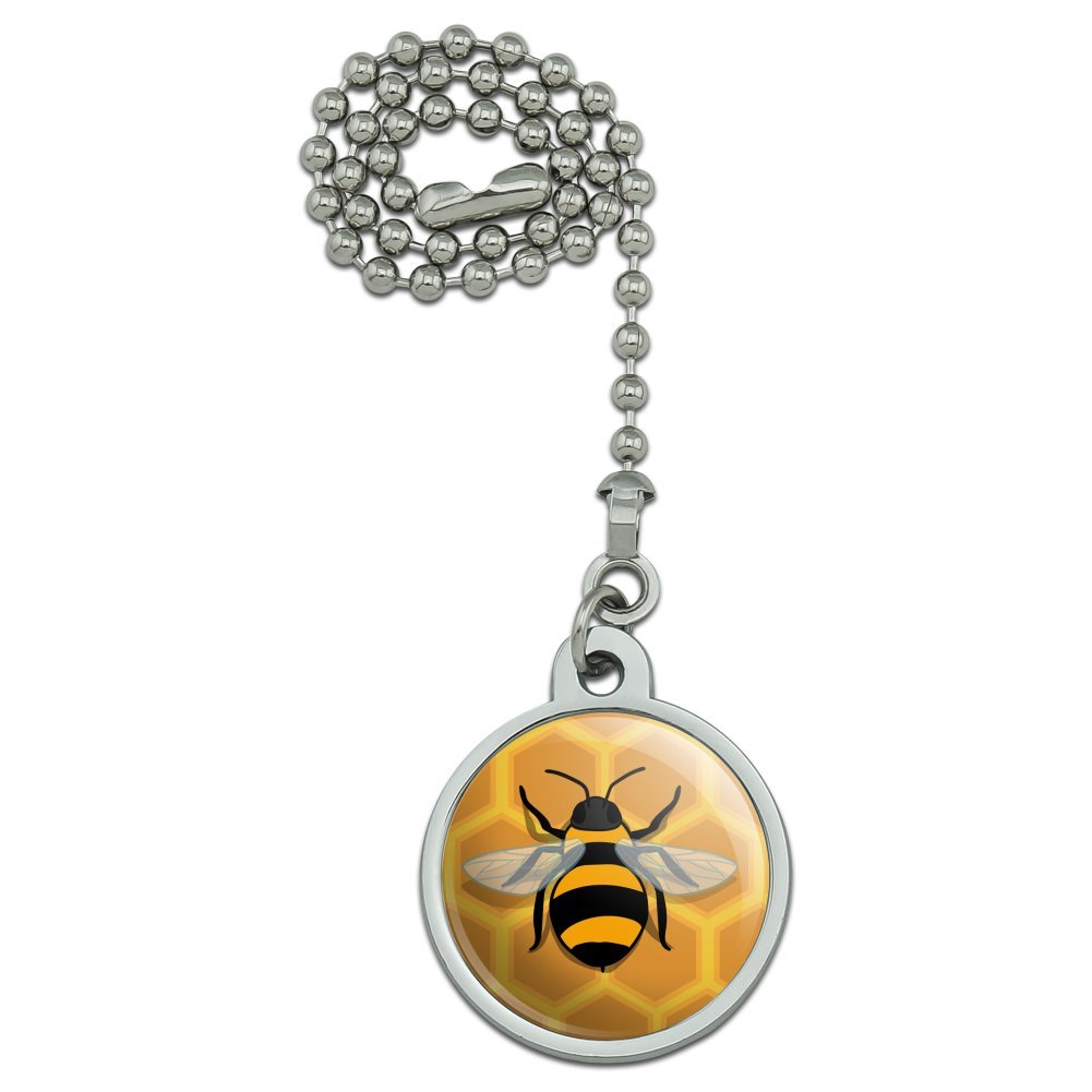 Bee on Honeycomb Ceiling Fan Pull Chain - Decorative Light Switch Pull - Vintage Farmhouse Style Home Decor for Bedroom, Kitchen, Nursery
