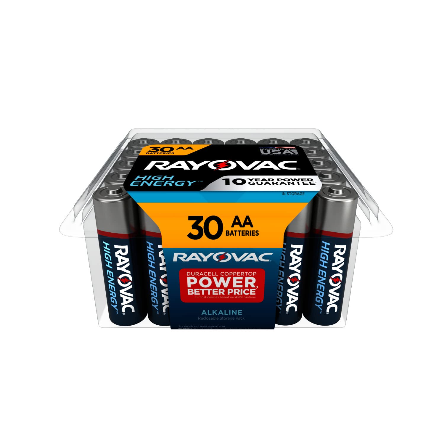 Rayovac AA Alkaline Batteries 30-Pack - Long-Lasting Double A Batteries for Toys, Remote Controls, Flashlights & More