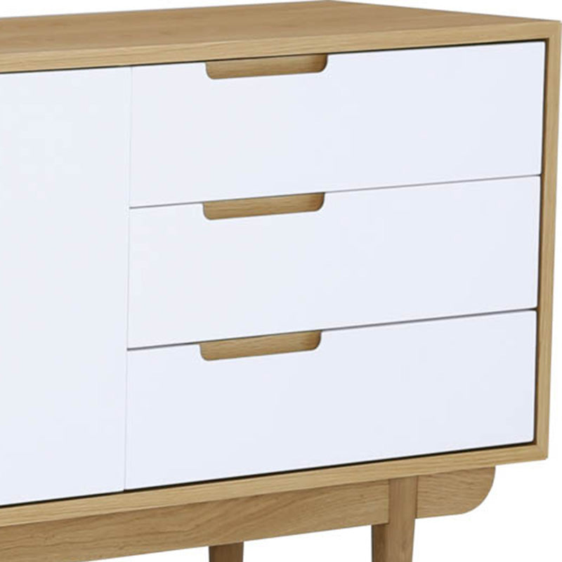 NAKULA 180cm Sideboard Buffet Cabinet with 2 Doors - Natural Wood & White Finish for Dining Room Storage | Modern Console Table for Living Room & Hallway