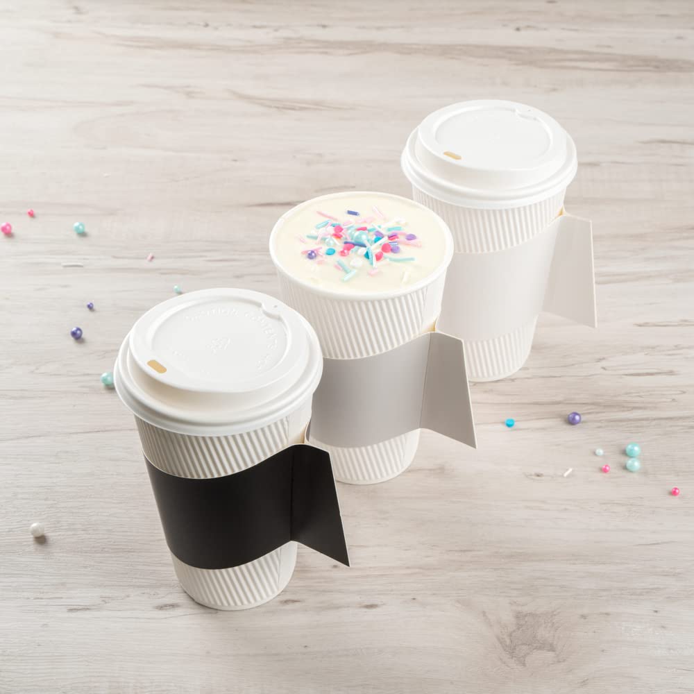 Restpresso 1000 Disposable Hot Coffee Cup Sleeves with Handle - Fits 12oz, 16oz & 20oz Cups | Gray Paper Coffee Jackets for Takeout, Cafes & Office Break Rooms (Cups Sold Separately)
