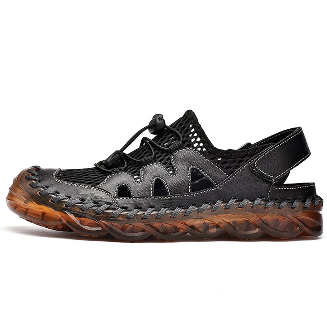 **ZYMQ Men's Outdoor Hiking Sandals - Closed Toe Leather Athletic Water Shoes for Trail Walking, Lightweight & Breathable - Perfect for Camping, Beach, and Travel**