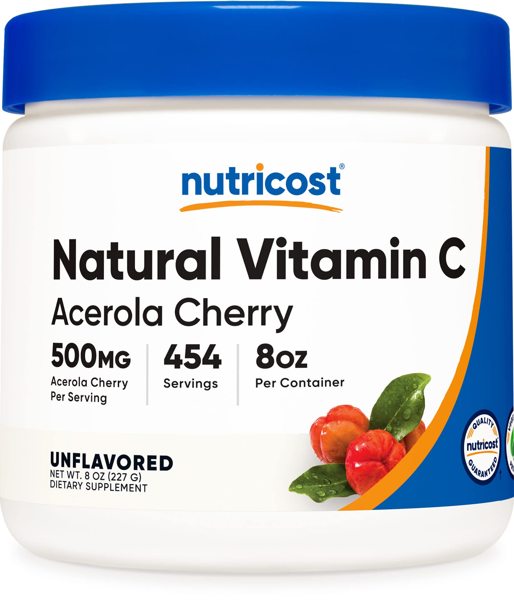Nutricost Natural Vitamin C Powder from Acerola Cherry - 0.5 LB (227g) - Gluten Free, Non-GMO Supplement - Immune Support & Skin Health - Perfect for Smoothies, Juices, and Daily Wellness