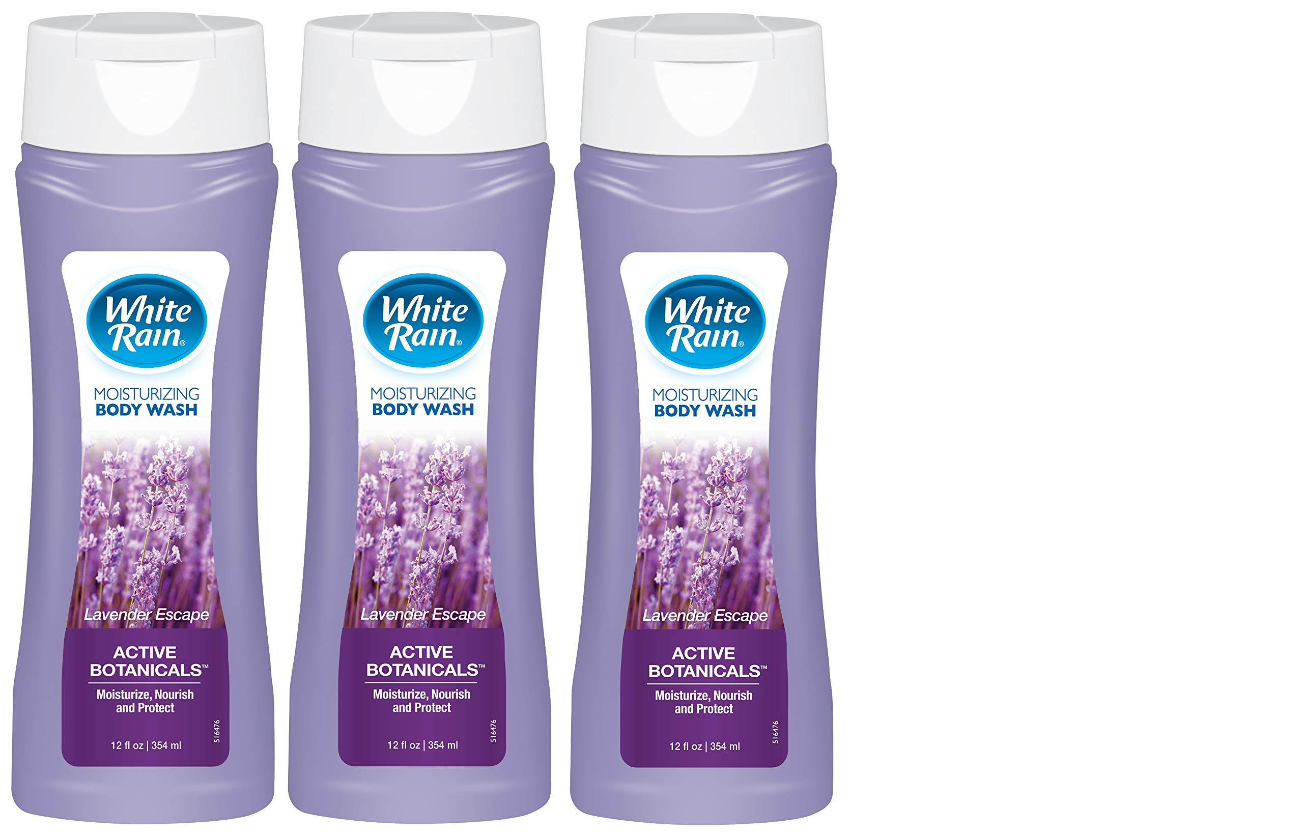 White Rain Lavender Escape Moisturizing Body Wash 12oz (Pack of 3) - Soothing & Hydrating Shower Gel for Relaxation, Dry Skin Care - Perfect for Bath, Spa & Daily Use