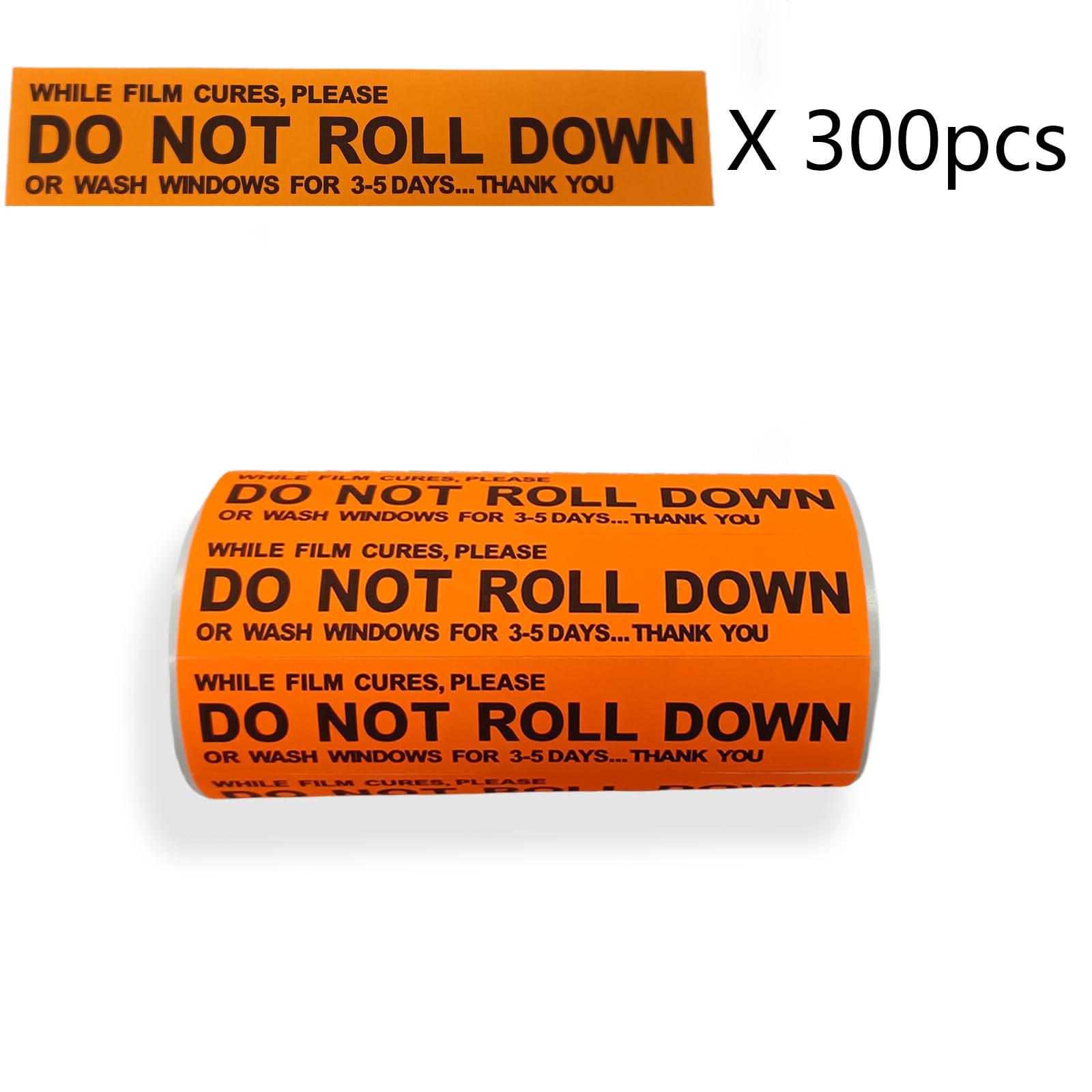 300Pcs Orange Vinyl Wrap Warning Stickers - Car Window Tint Tools for Auto Detailing & Paint Protection | Prevent Rolling Down Windows During Installation