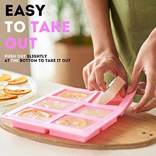 2-Pack Rectangle Silicone Soap Molds - 6-Cavity Baking Pans for DIY Soap Making, Cake Decorating, Chocolate & Ice Cube Trays (Pink & Blue) - Perfect for Handmade Crafts, Home Baking & Gift Making
