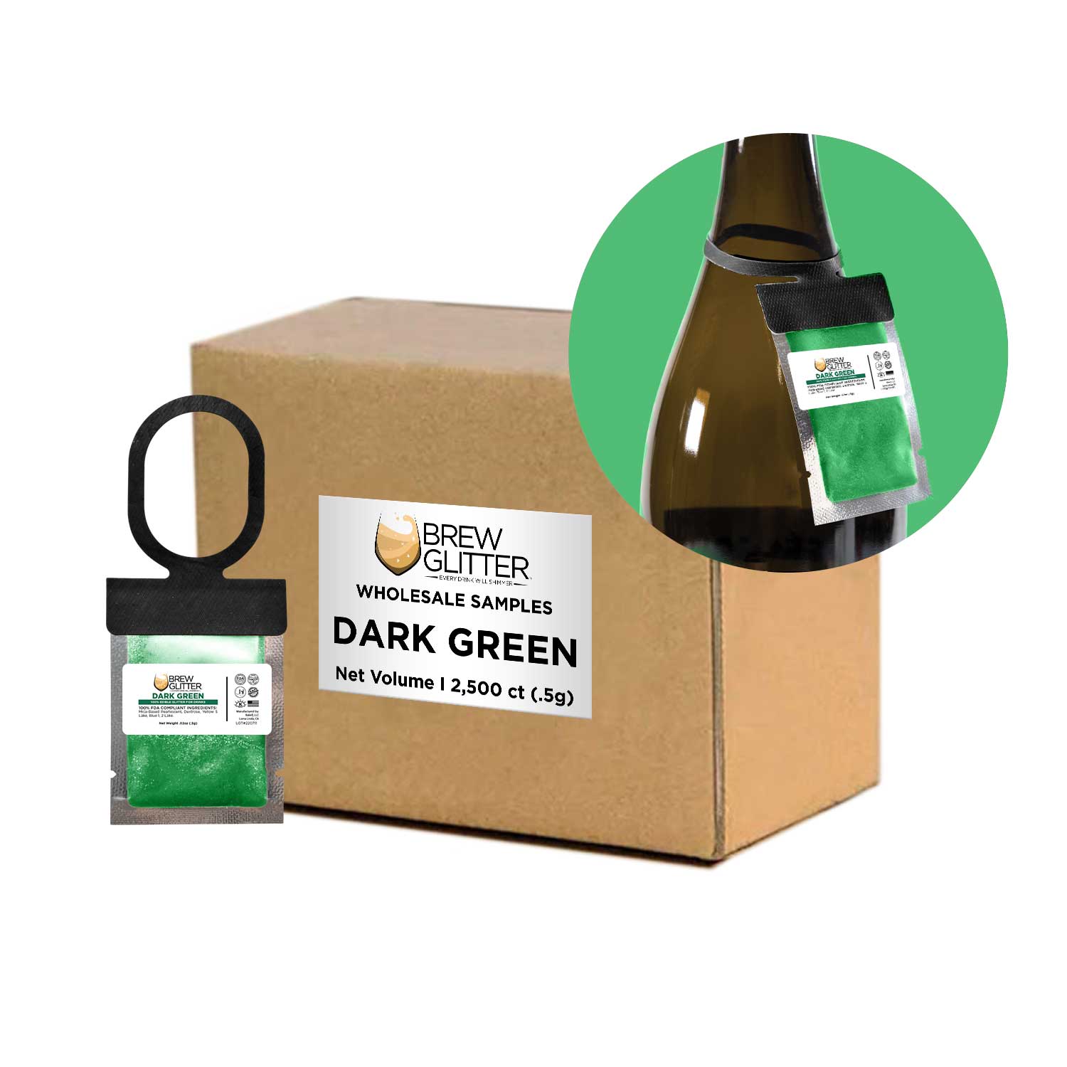 Premium Dark Green Brew Glitter® Necker Scarf - Bulk Wholesale for Coffee Shops, Bars & Breweries - Perfect for Staff Uniforms & Branding Accessories