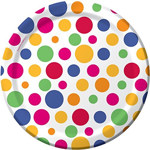 Colorful Party Dots Dessert Plates - Set of 8 Disposable Appetizer Plates for Birthday Parties, Baby Showers & Special Events - Perfect for Cupcakes, Cookies & Small Treats