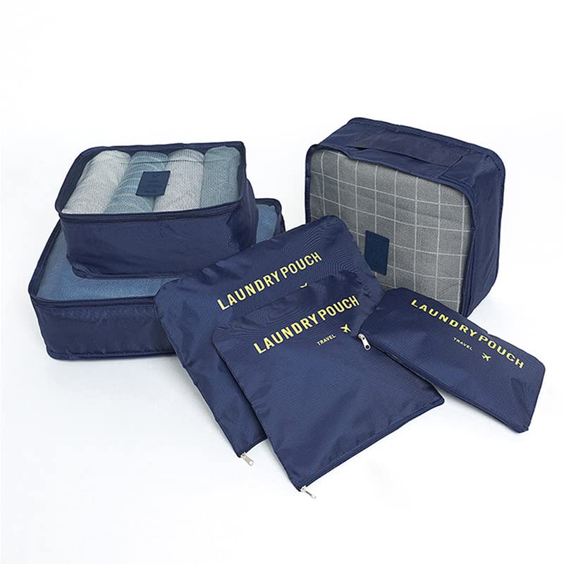 Laebevon 6-Piece Packing Cubes Set - Multi-Functional Travel Organizer Bags for Clothes & Accessories - Navy Blue Luggage Storage Pouches - Perfect for Carry-On, Suitcase, and Business Trips
