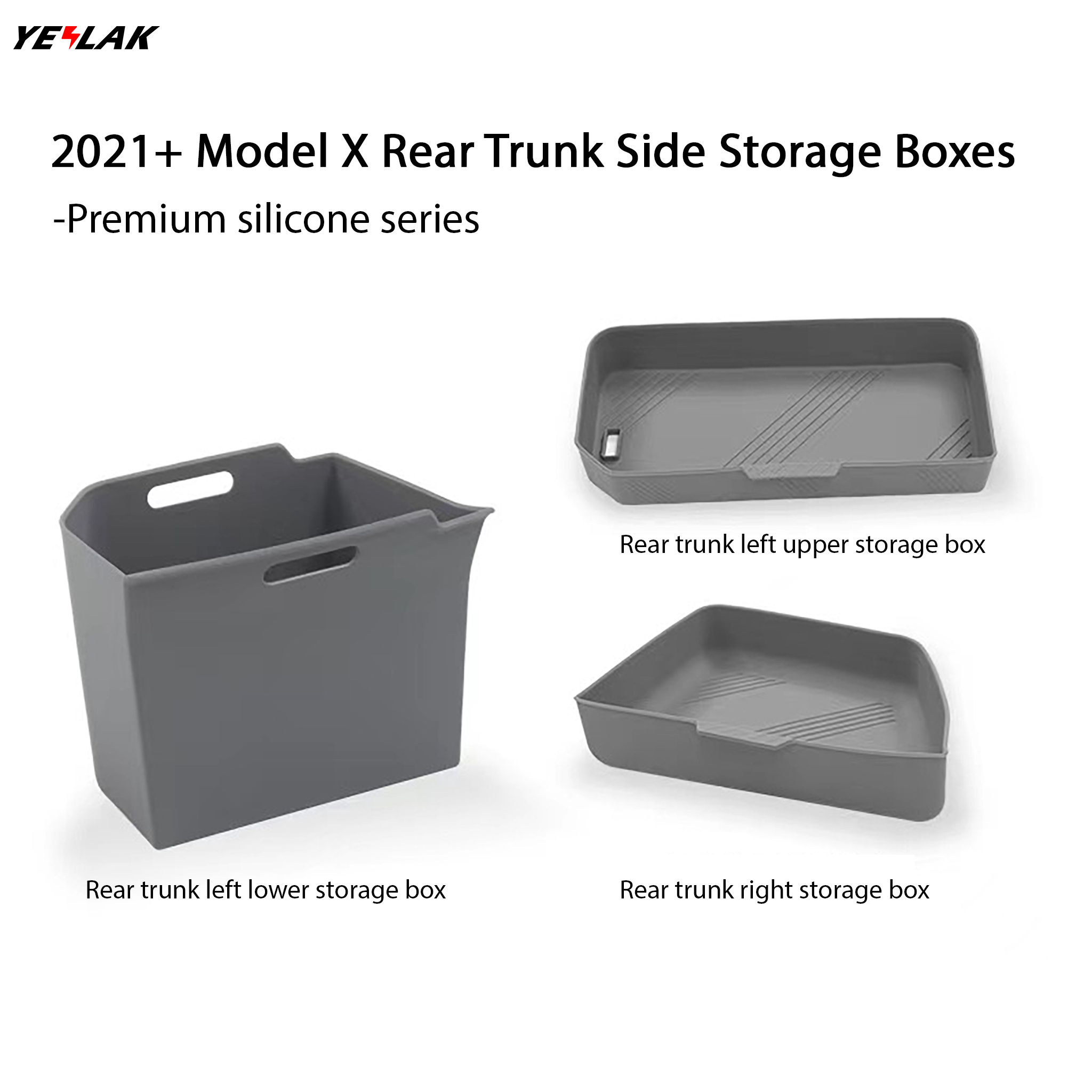 Tesla Model X 2021+ Rear Trunk Side Storage Organizer (3-Piece Set) - Perfect for Car Accessories Organization & Road Trips