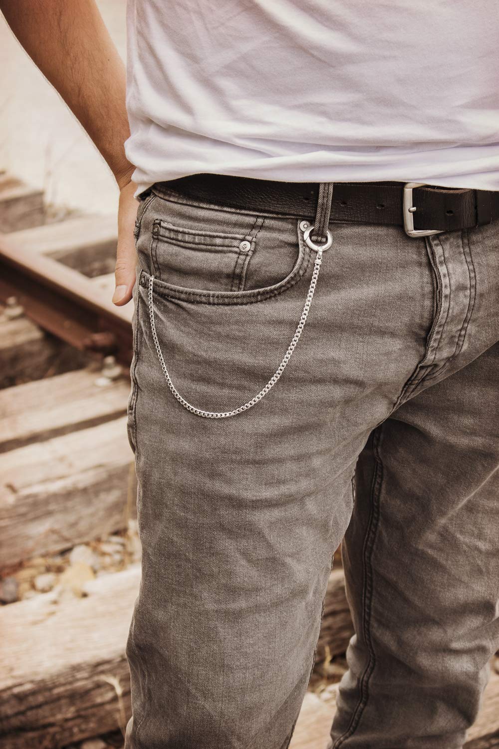 925 Sterling Silver Keychain - Thin Wallet Chain for Men & Women | Durable Curb Link Design | Perfect Practical Gift for Everyday Use & Travel Accessories