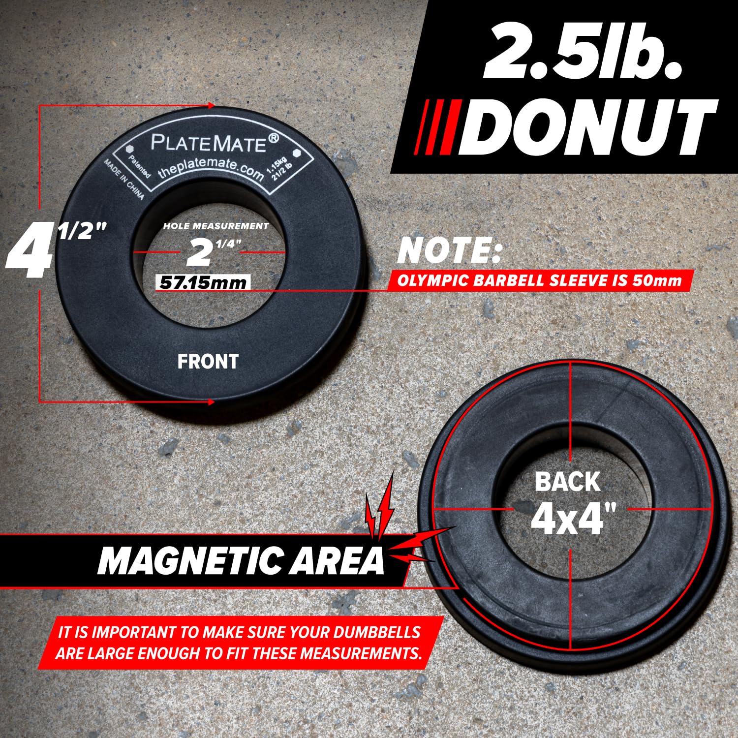 2.5 lb Magnetic Donut Weights Set (5 lb Total) - Strong Neodymium Gym Weights for Strength Training, Home Workouts & Fitness Equipment - Perfect for Dumbbells, Barbells & Exercise Machines