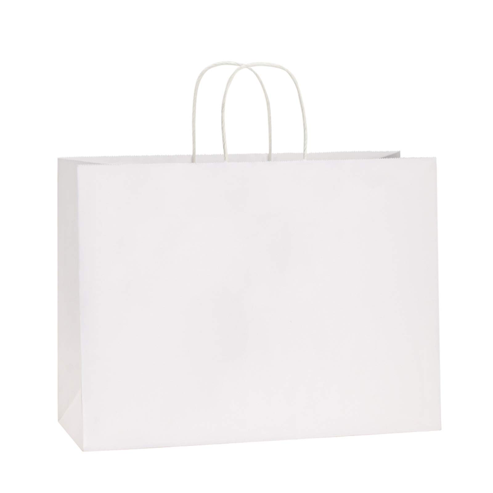 50-Pack White Kraft Paper Bags with Handles - 16x6x12 Inches Bulk Gift Bags, Shopping Bags, Grocery Bags, Merchandise Bags | Eco-Friendly, 100% Recyclable | Perfect for Parties, Retail Packaging & Eco-Conscious Shopping