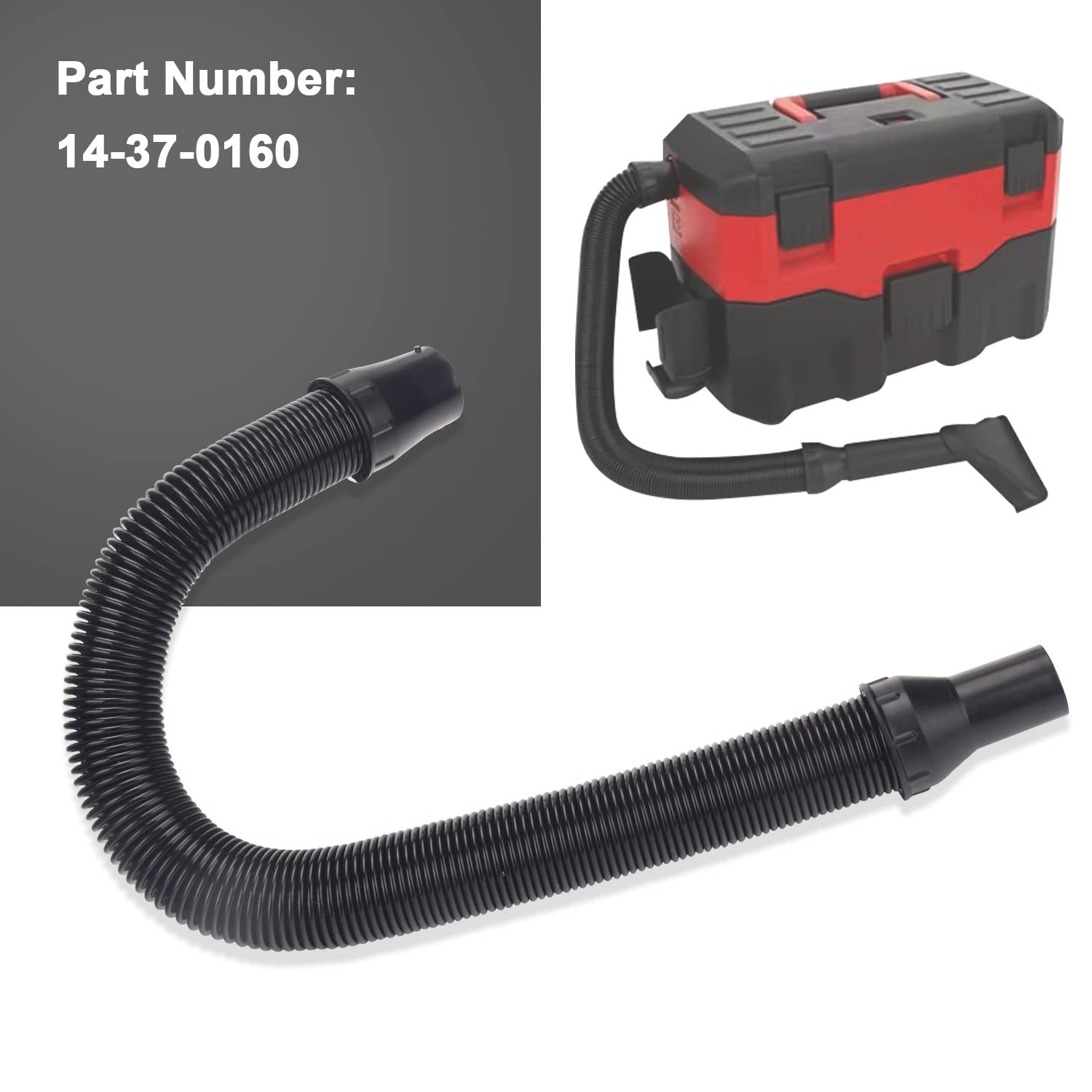 Milwaukee 0880-20 Vacuum Hose Replacement 14-37-0160 - Compatible with 18V Wet/Dry Vacuum Cleaner - Durable Vacuum Accessory for Home Cleaning, Workshop & Construction Sites